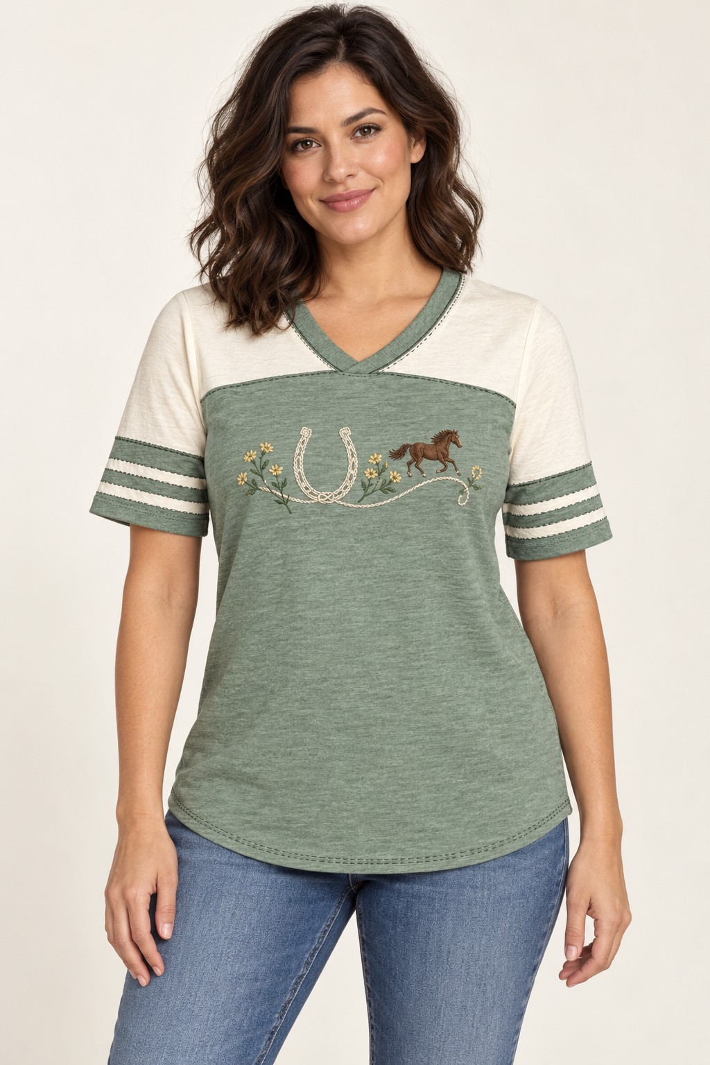 Western Blossom Baseball, Stone green / ivory: front